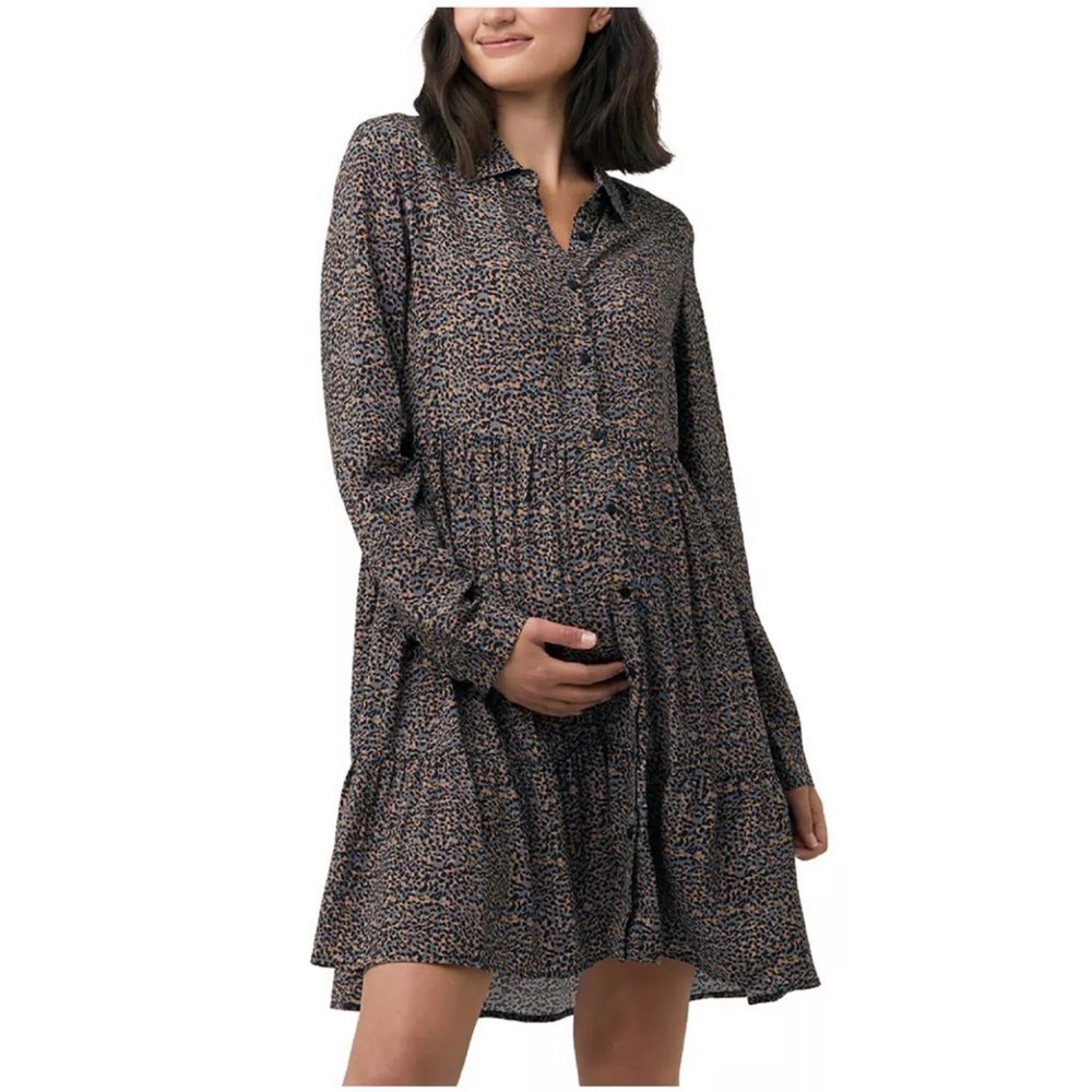 Maternity Abby Button Through Dress Slate Size: Large